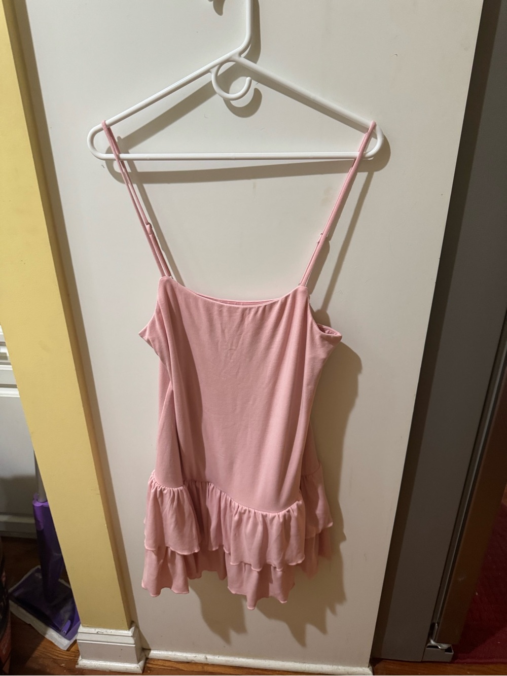 Easel Women's Pink Ruffle Tank Dress